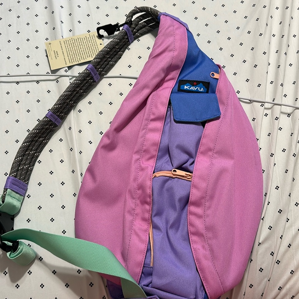 Brand new with tags KAVU one shoulder bag. Pink purple and lime green.